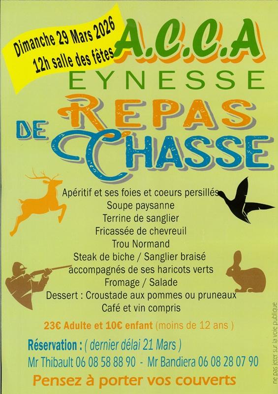 Repas de chasse de la société de chasse (Acca) d'Eynesse