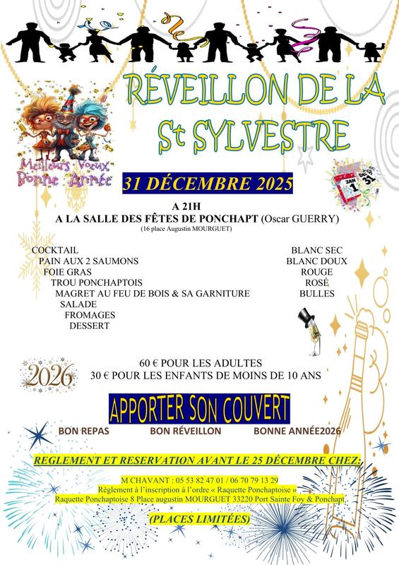 Réveillon de la Saint-Sylvestre par la Raquette Ponchaptoise