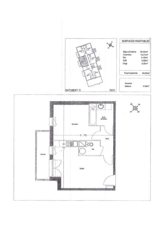 Appartement - 43 m² - 2 pièces