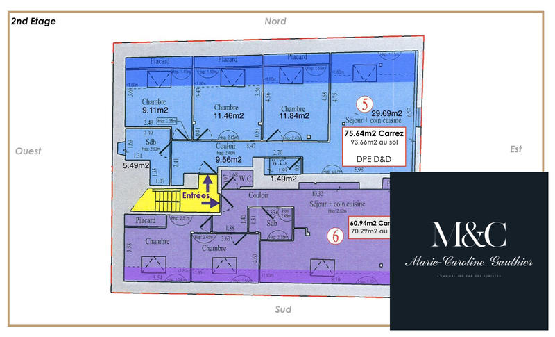 Appartement - 61 m² - 3 pièces