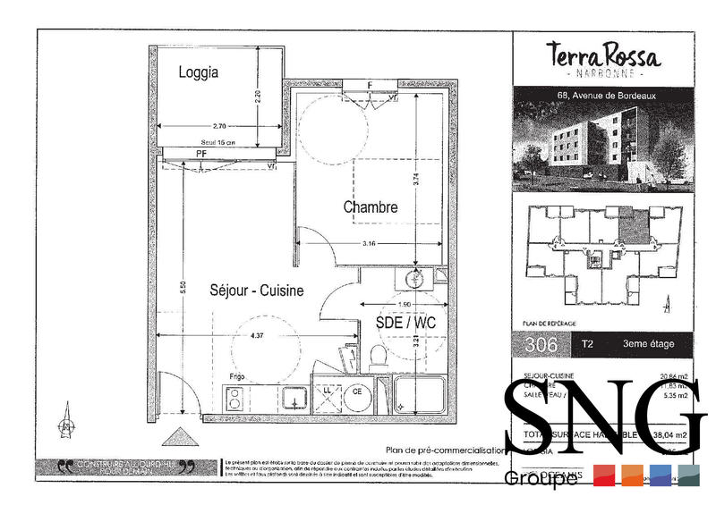 Appartement - 38 m² - 2 pièces