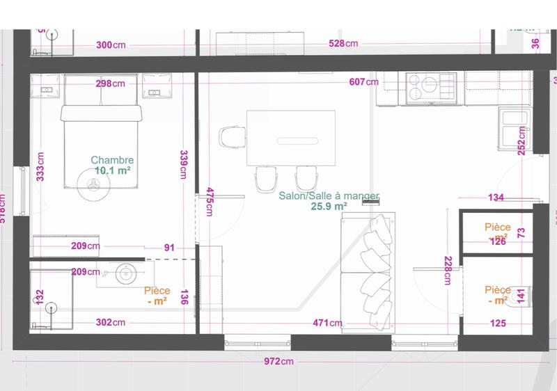Appartement - 50 m² - 2 pièces