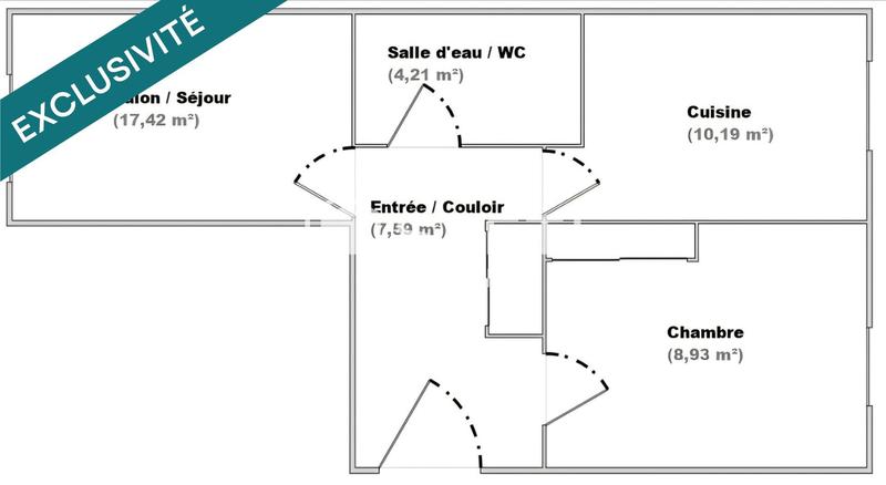 Appartement - 48 m² - 2 pièces
