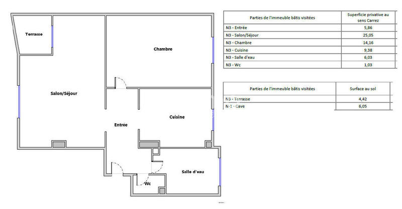 Appartement - 62 m² - 3 pièces