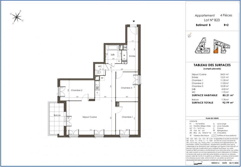 Appartement - 85 m² - 4 pièces