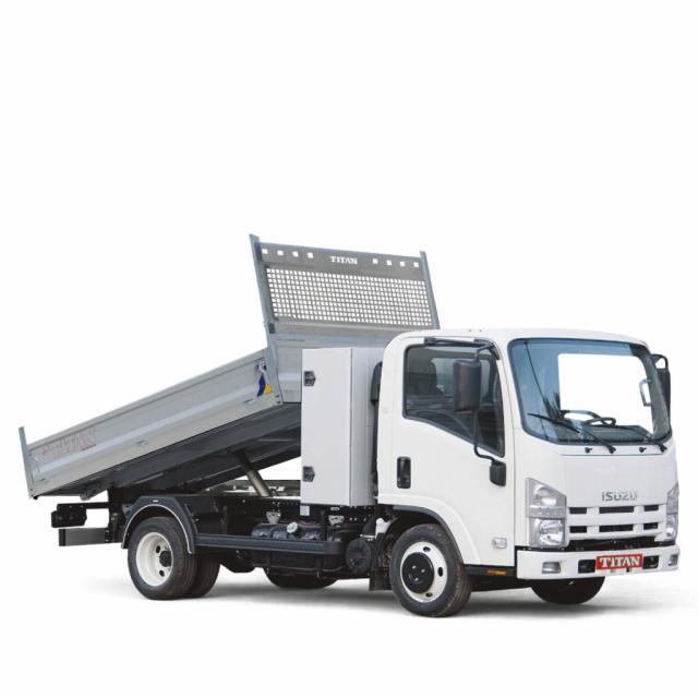 Isuzu M27 Serie Bleu F 2750 Benne Basculante et Coffre Hauteur Cabine