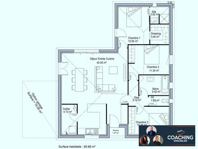 Maison - 90 m² - 5 pièces