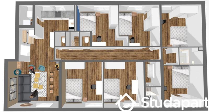 Chambre - 11 m² - 1 pièce