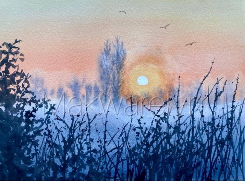 Atelier aquarelle "Soleil levant sur la brume"