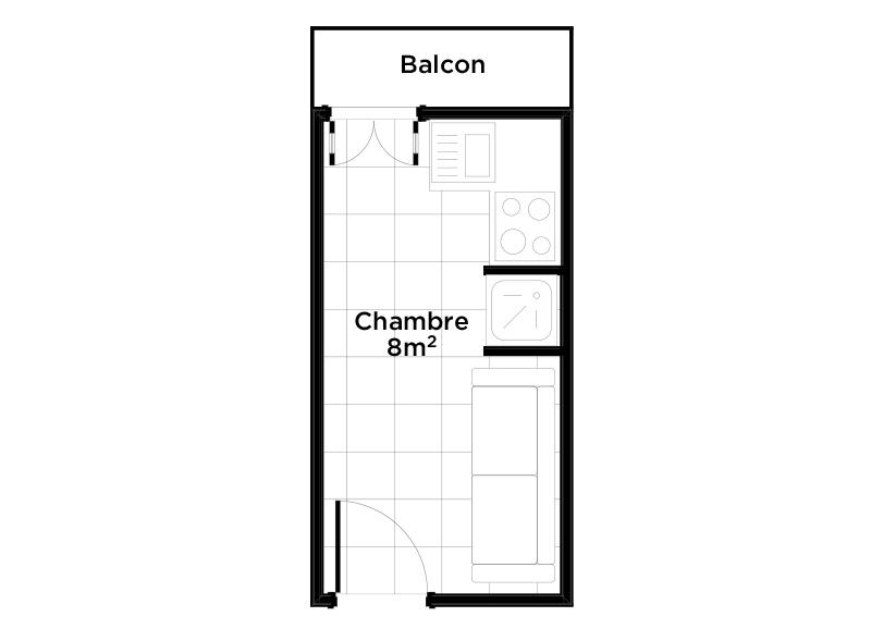 Appartement - 8 m² - 1 pièce