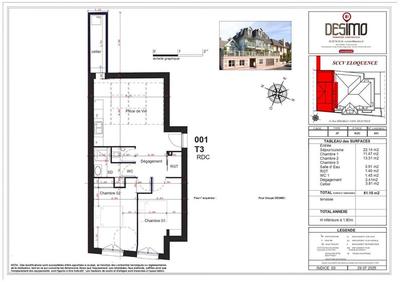 Appartement - 61 m² - 3 pièces