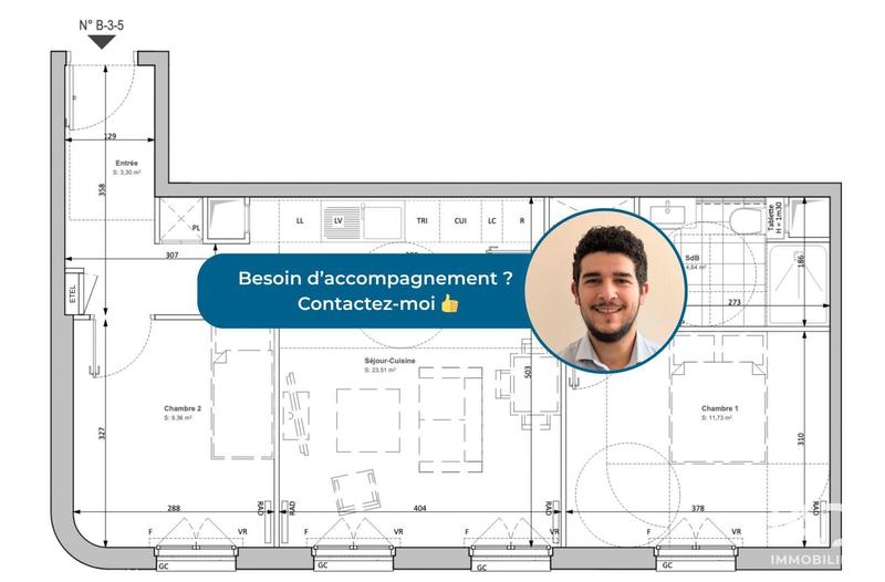 Appartement - 55 m² - 3 pièces