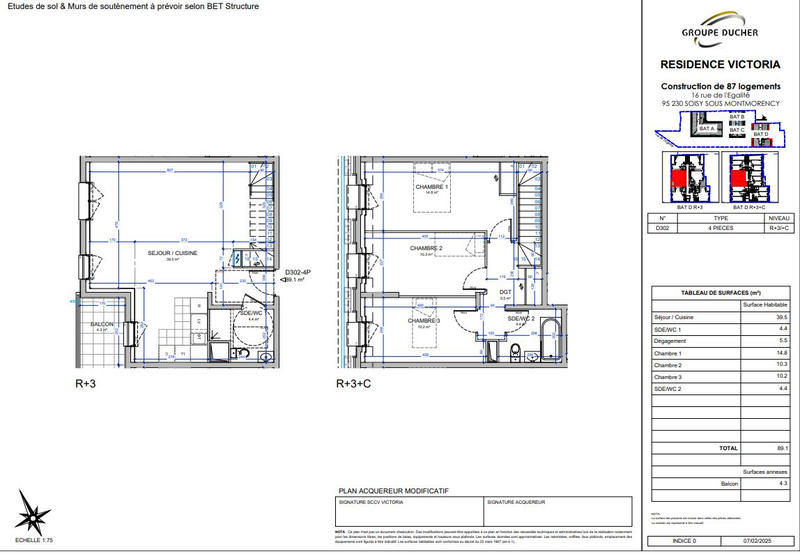 Duplex - 89 m² - 4 pièces