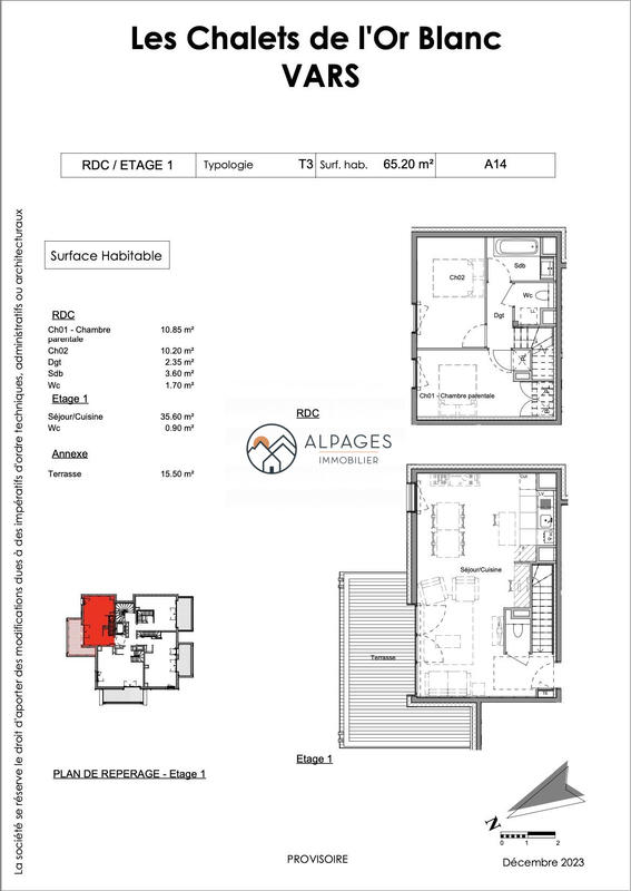 Appartement - 65 m² - 3 pièces