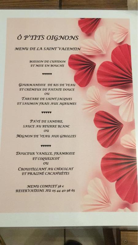 Restaurant O P'Tits Oignons : Repas de la St Valentin