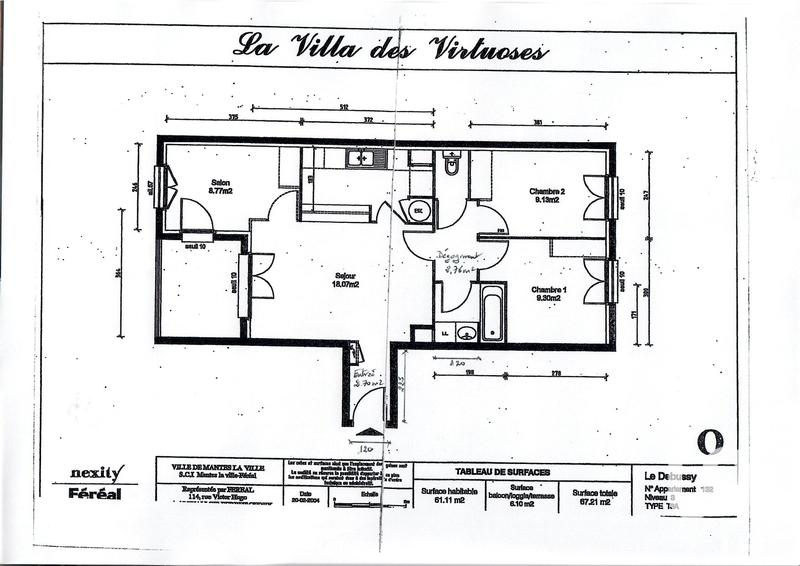 Appartement - 61 m² - 3 pièces