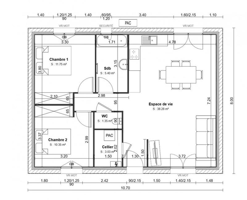 Maison - 70 m² - 3 pièces