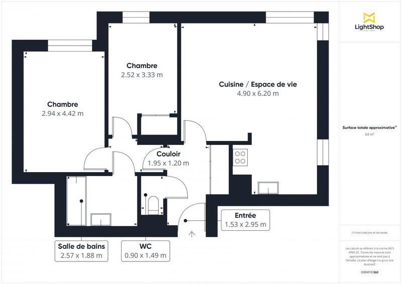 Appartement - 63 m² - 3 pièces