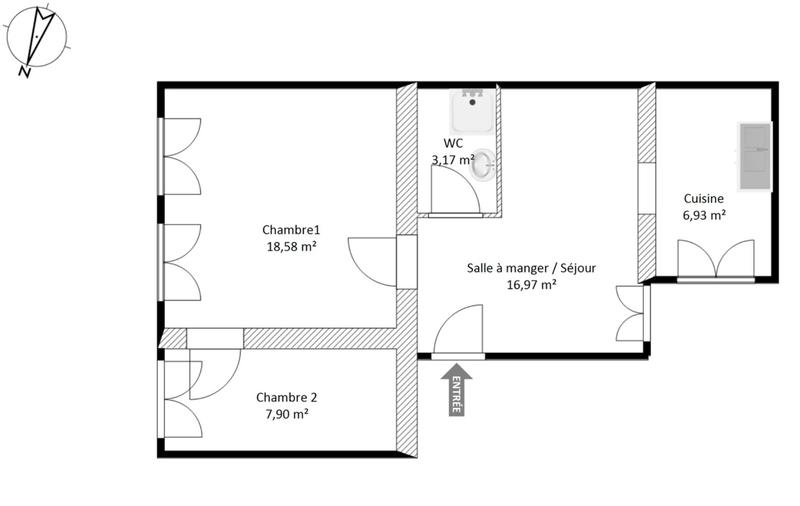 Appartement - 54 m² - 3 pièces