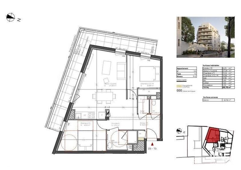 Appartement - 65 m² - 3 pièces