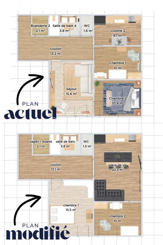 Appartement - 61 m² - 3 pièces