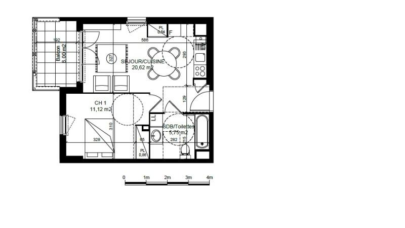 Appartement - 38 m² - 2 pièces