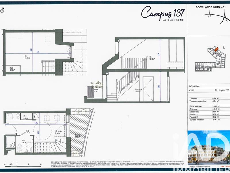 Duplex - 28 m² - 2 pièces