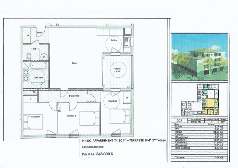 Appartement - 90 m² - 4 pièces