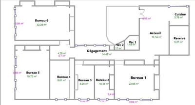 Bureau - 150 m² - 6 pièces