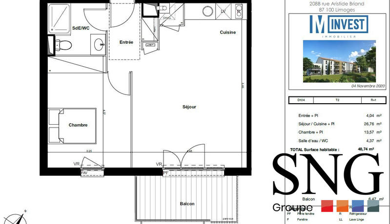 Appartement - 49 m² - 2 pièces