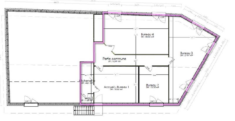 Bureau - 43 m² - 4 pièces