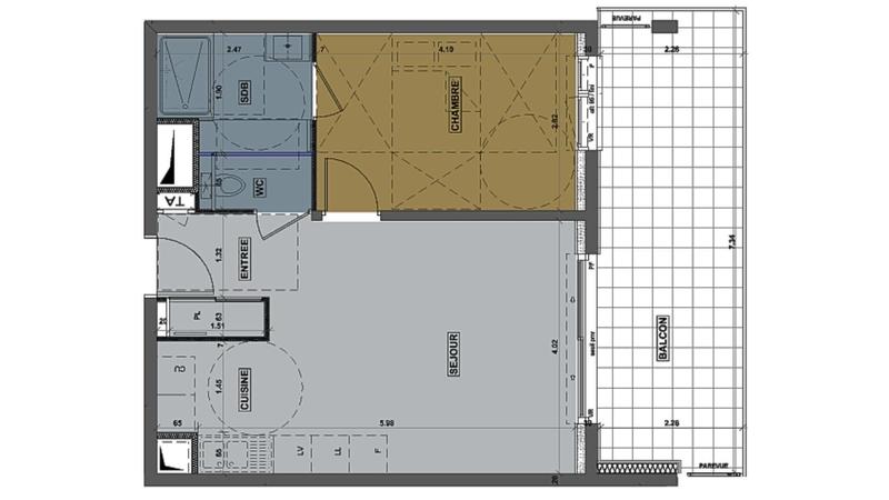 Appartement - 44 m² - 2 pièces