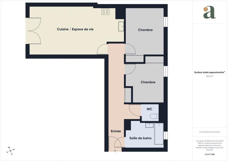 Appartement ancien - 65 m² - 3 pièces