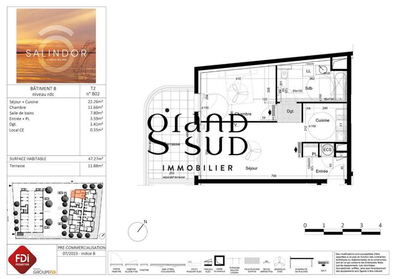 Appartement - 47 m² - 2 pièces