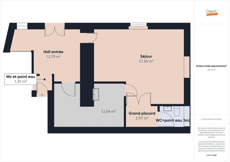 Appartement - 62 m² - 3 pièces