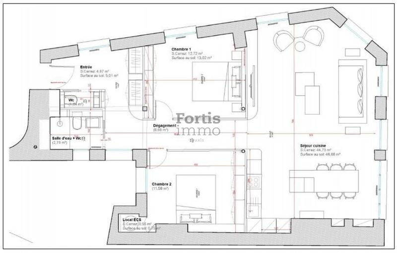 Appartement - 90 m² - 3 pièces