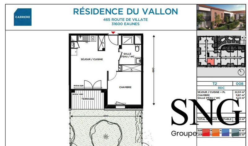 Appartement - 40 m² - 2 pièces