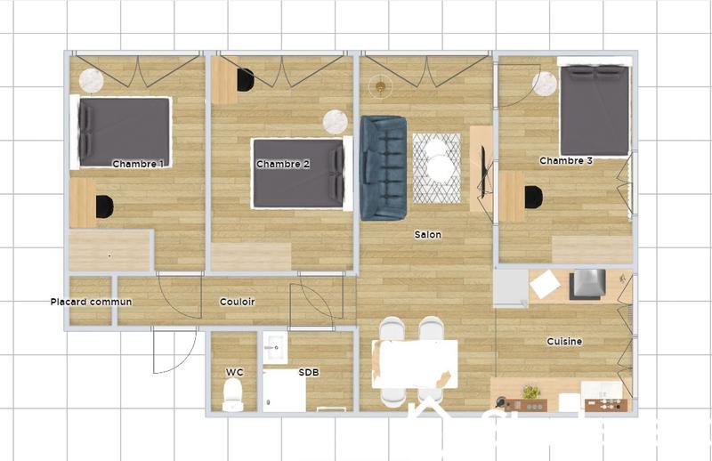 Chambre - 10 m² - 1 pièce