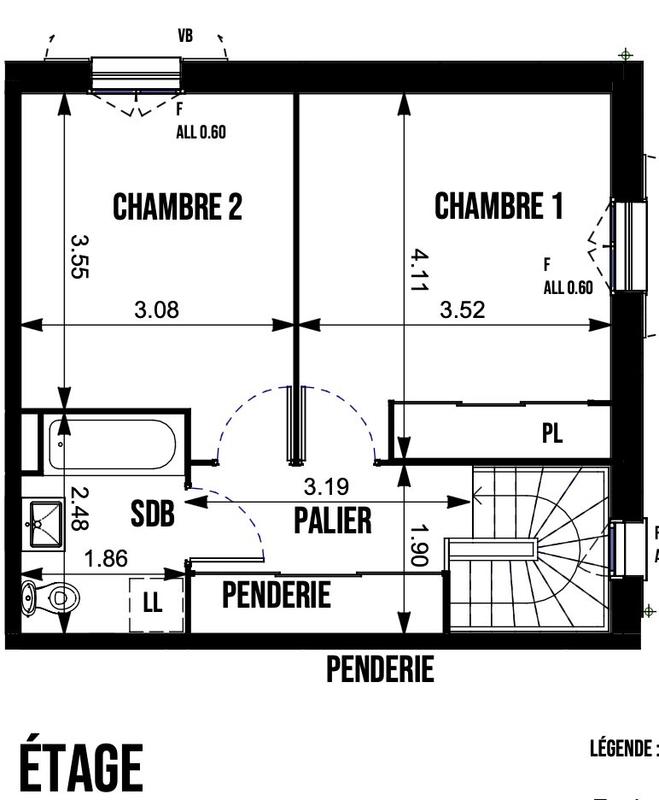 Maison traditionnelle - 71 m² - 3 pièces