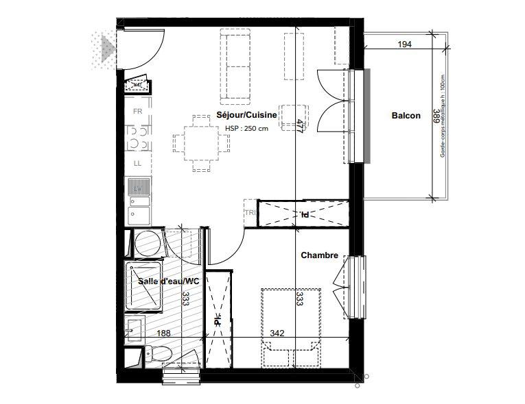 Appartement - 43 m² - 2 pièces