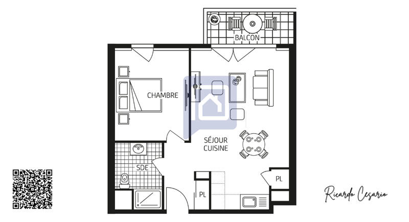 Appartement - 45 m² - 2 pièces