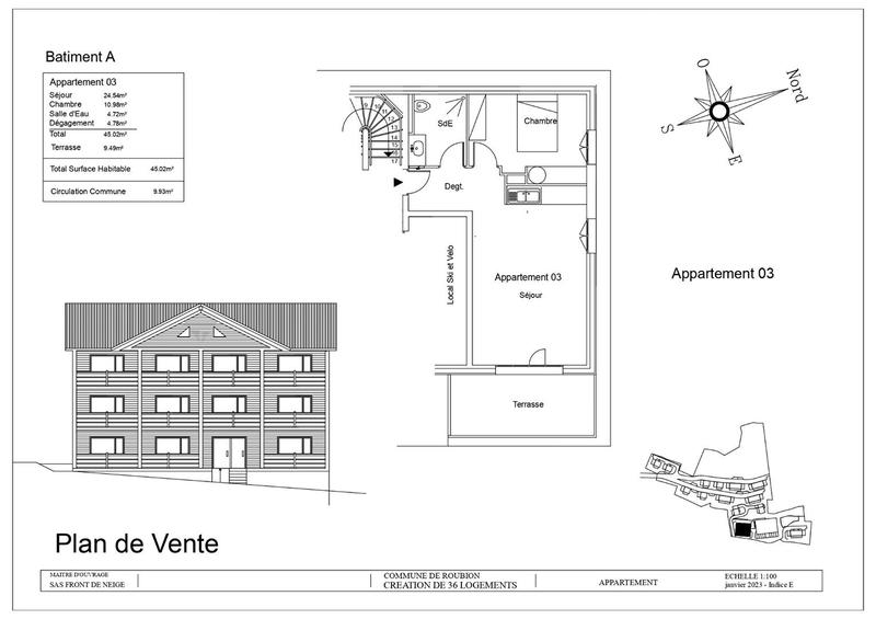 Appartement - 45 m² - 2 pièces