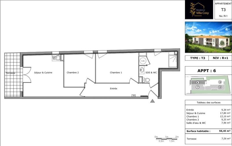 Appartement - 56 m² - 3 pièces