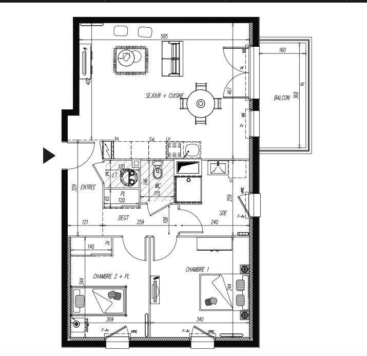 Appartement - 64 m² - 3 pièces