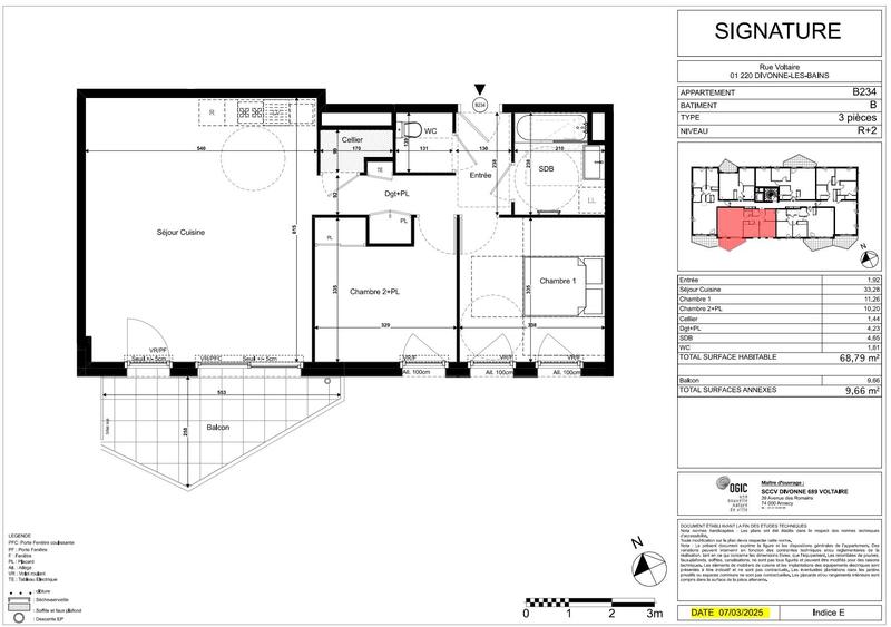 Appartement - 69 m² - 3 pièces
