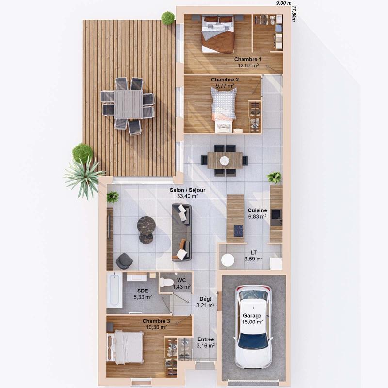 Maison - 92 m² - 5 pièces