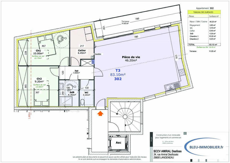 Appartement - 83 m² - 4 pièces