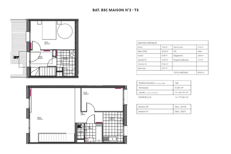 Maison - 69 m² - 3 pièces