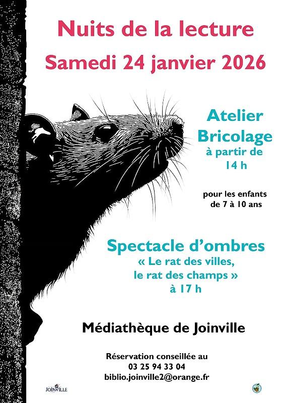 Programme des Nuits de la lecture à la médiathèque de Joinville