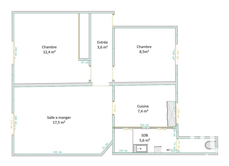 Appartement - 55 m² - 3 pièces
